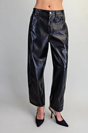Earth Angel Pleather Barrel Leg Pants