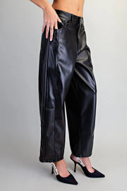 Earth Angel Pleather Barrel Leg Pants