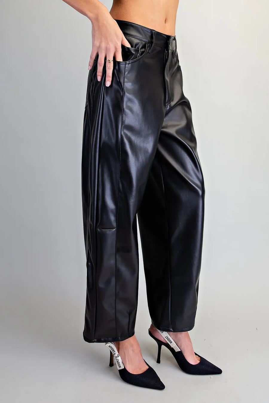 Earth Angel Pleather Barrel Leg Pants