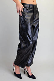 Earth Angel Pleather Barrel Leg Pants