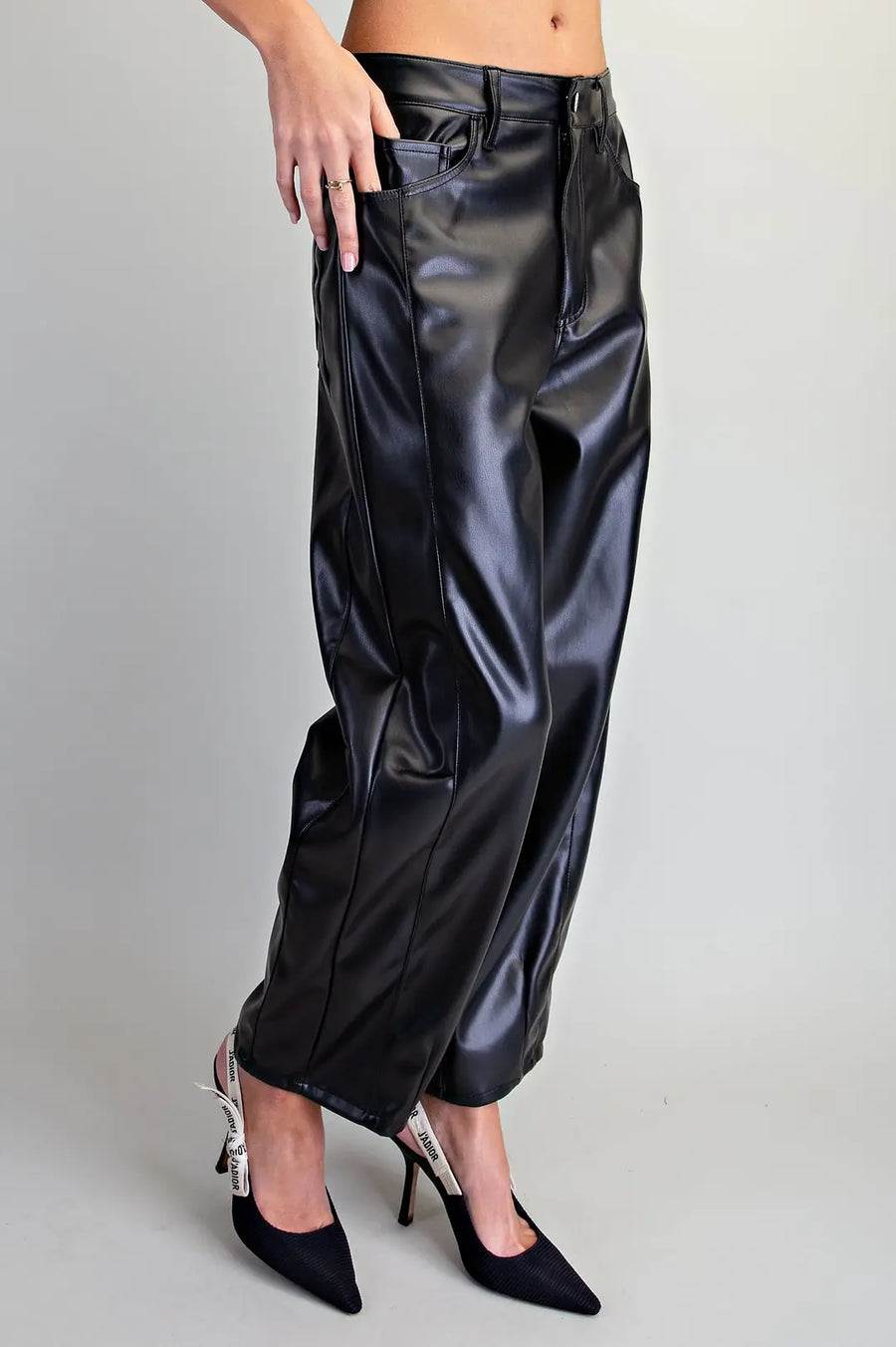 Earth Angel Pleather Barrel Leg Pants