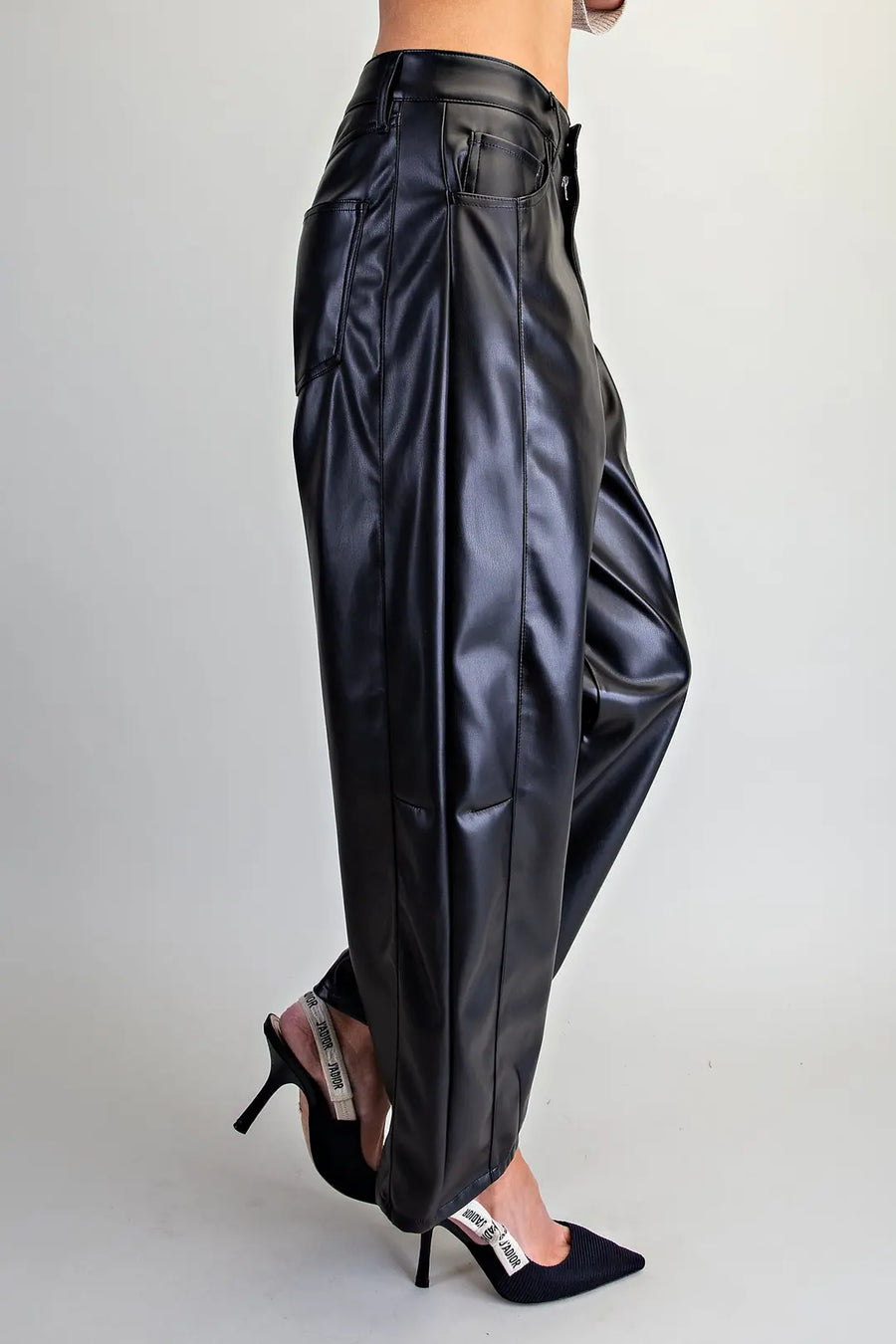 Earth Angel Pleather Barrel Leg Pants