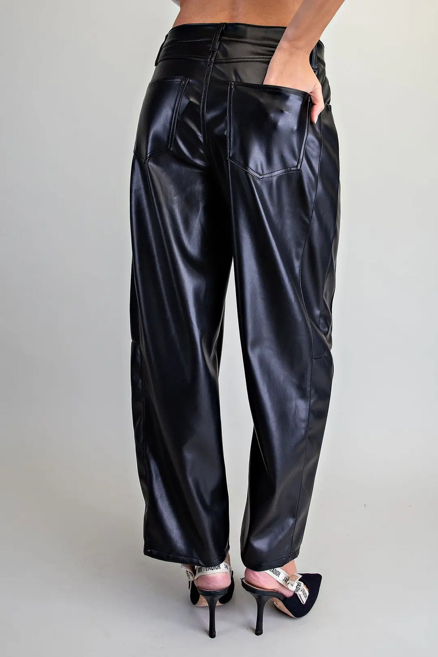 Earth Angel Pleather Barrel Leg Pants