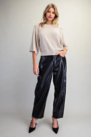 Earth Angel Pleather Barrel Leg Pants