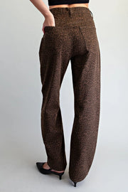 Chocolate Leopard Barrel Leg Pants