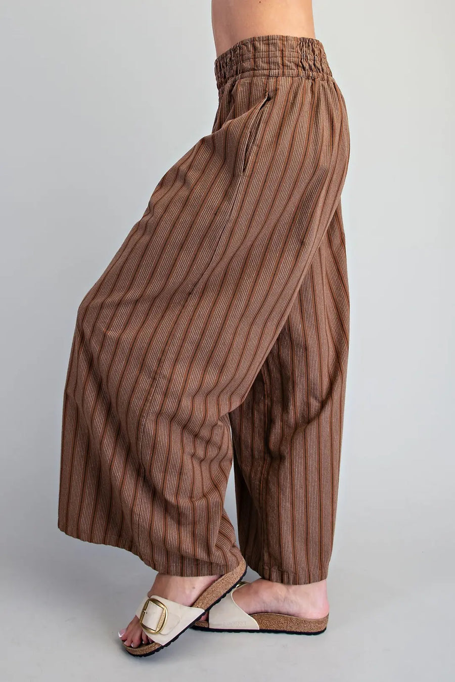 Rizzo Soft Washed Striped Wide Leg Palazzo Pants