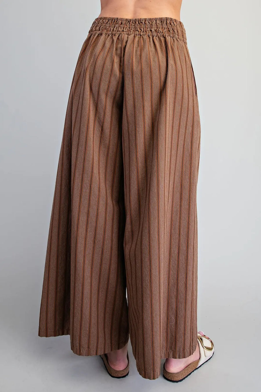 Rizzo Soft Washed Striped Wide Leg Palazzo Pants