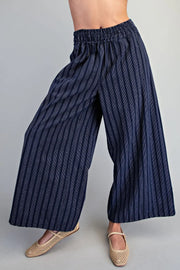 Rizzo Soft Washed Striped Wide Leg Palazzo Pants
