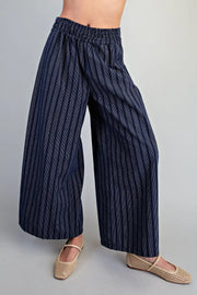 Rizzo Soft Washed Striped Wide Leg Palazzo Pants