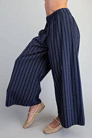 Rizzo Soft Washed Striped Wide Leg Palazzo Pants