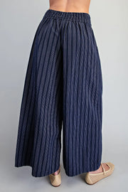 Rizzo Soft Washed Striped Wide Leg Palazzo Pants