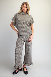 Bria Gingham Mock Neck Short Sleeve Top