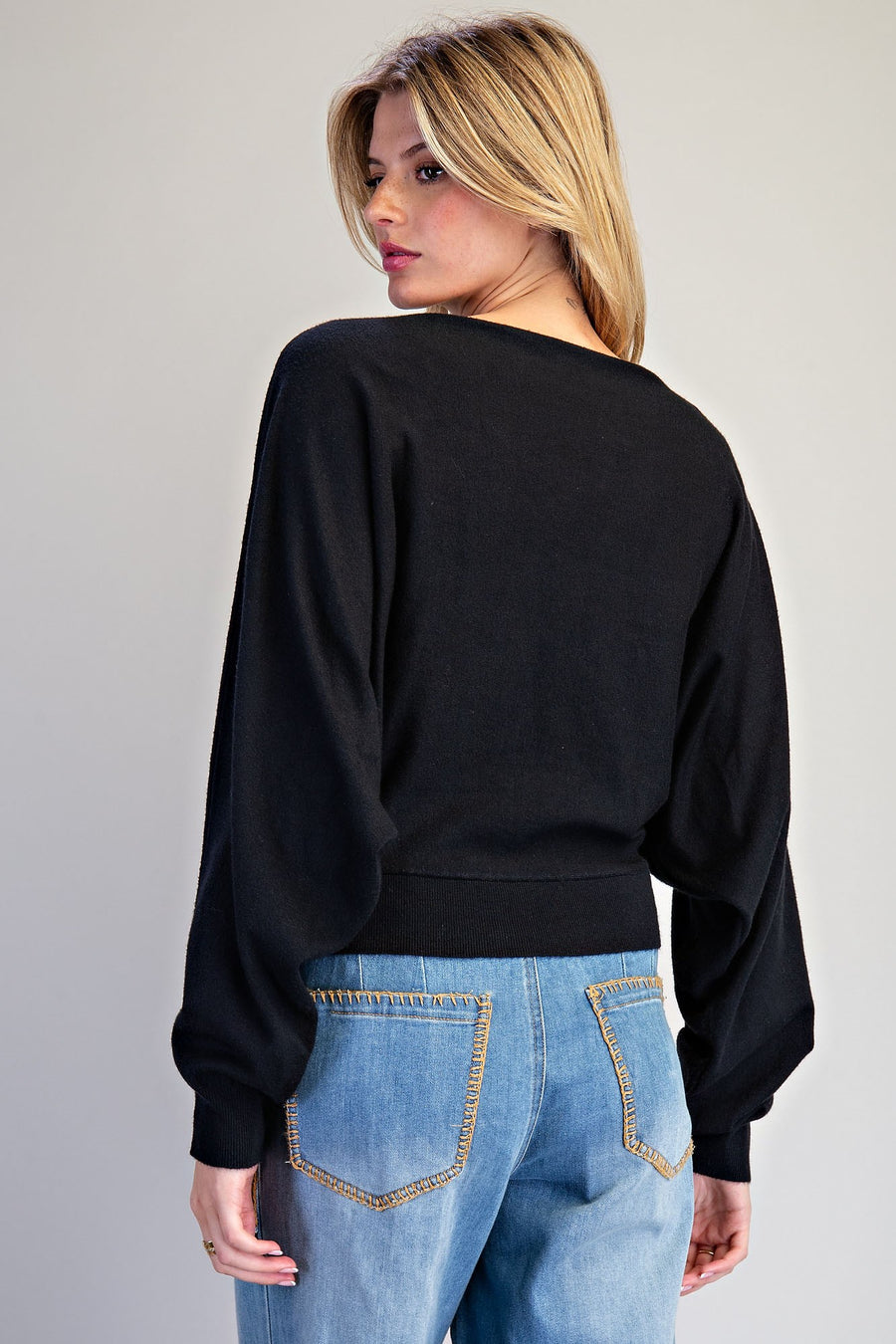 Priscilla Dolman Sleeve Fitted Knit Sweater