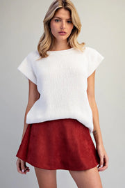Shila Chenille Knitted Cap Sleeve Sweater Top