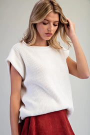 Shila Chenille Knitted Cap Sleeve Sweater Top