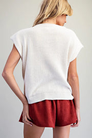 Shila Chenille Knitted Cap Sleeve Sweater Top