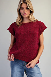 Shila Chenille Knitted Cap Sleeve Sweater Top