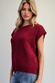 Shila Chenille Knitted Cap Sleeve Sweater Top