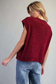 Shila Chenille Knitted Cap Sleeve Sweater Top
