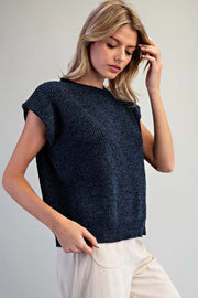 Shila Chenille Knitted Cap Sleeve Sweater Top