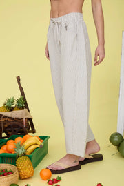 Zucca Baggy Stripe Barrel Tapered Ankle Crop Pants