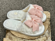 Pink Bow Plush Slippers