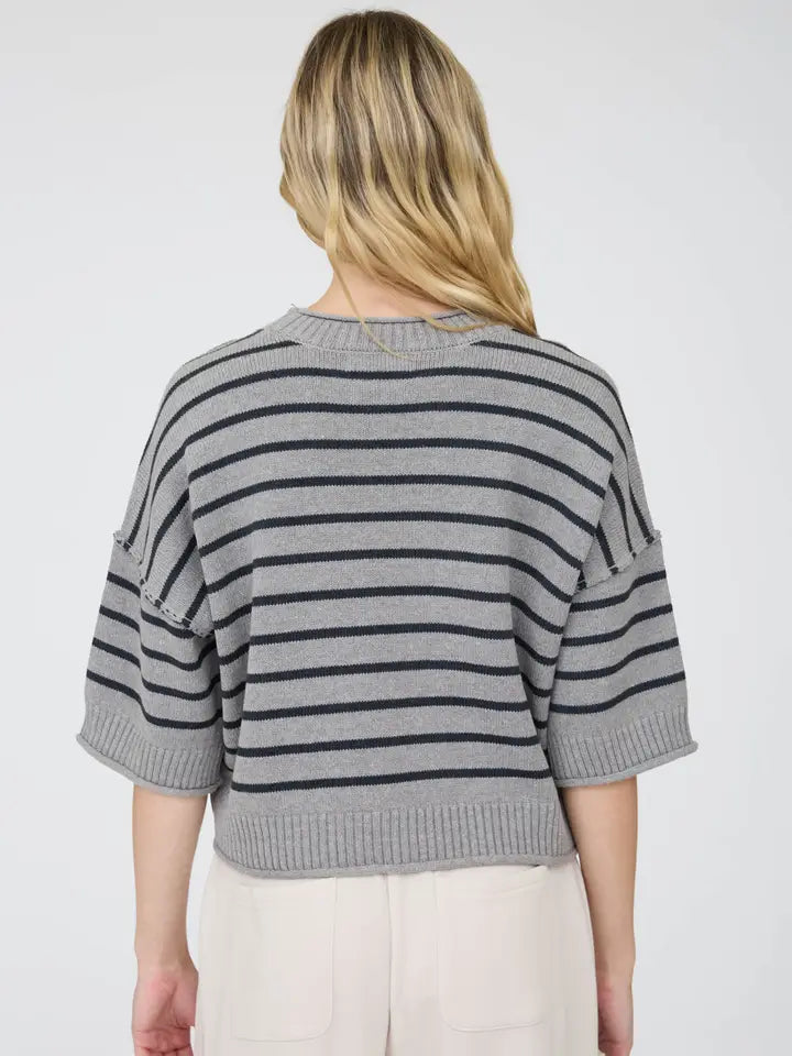 Chelsey Exposed Seam Striped Sweater Top