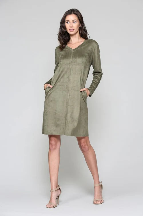 Aurora Suede V-Neckline Dress