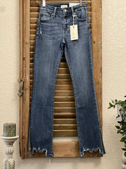 Amore' Mid Rise Baby Bootcut Sharkbite Jeans with Side Splits