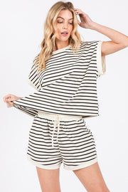 Karlynn Short Sleeve Striped Knit Top and Short Set