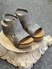 Wally Tooled Cork Wedge Sandal