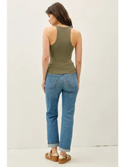 Nell V-Neck Racerback Basic Knit Tank Top
