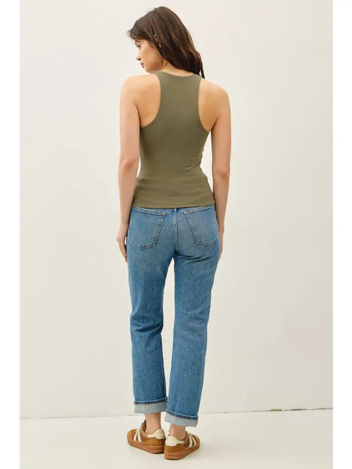 Nell V-Neck Racerback Basic Knit Tank Top