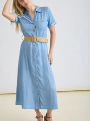Calamity Jane Collared Button Front Midi Dress