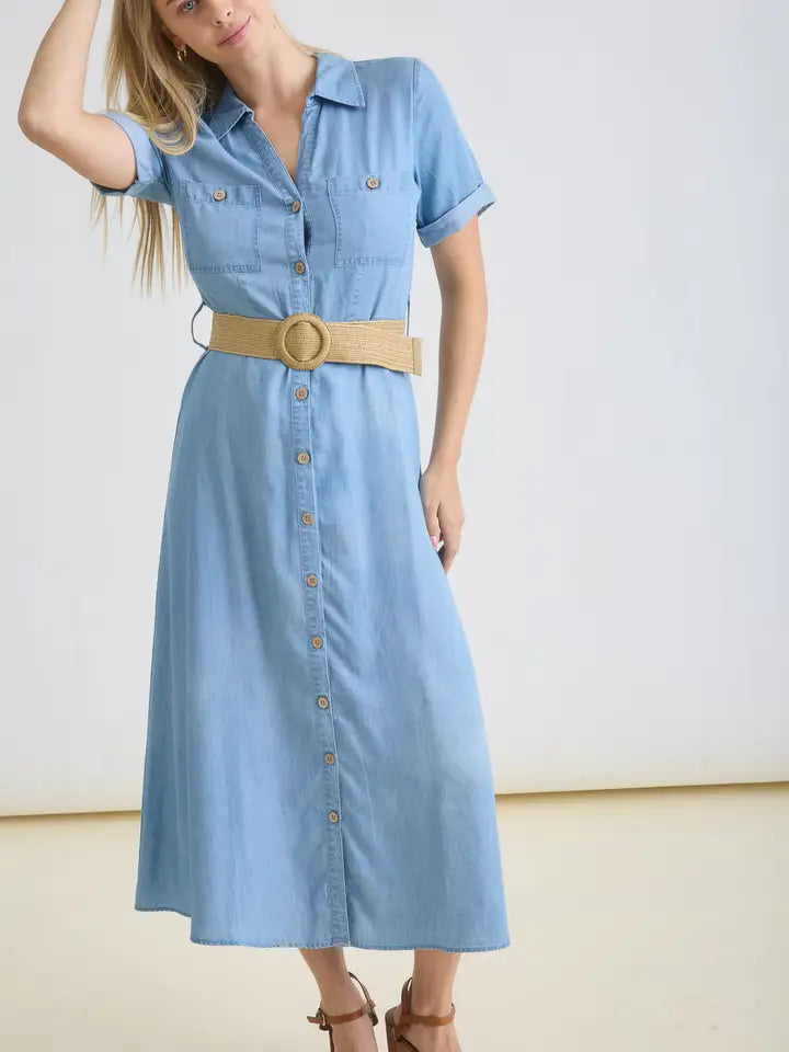 Calamity Jane Collared Button Front Midi Dress