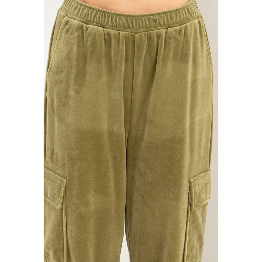 Jenni Cargo Drawcord Hem Velour Jogger Pant