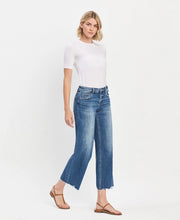 Bad Romance Mid Rise Ankle Wide Leg Distressed Hem Jeans