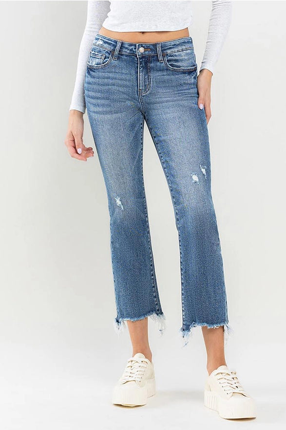 Hagar Mid Rise Ankle Crop Bootcut Jeans