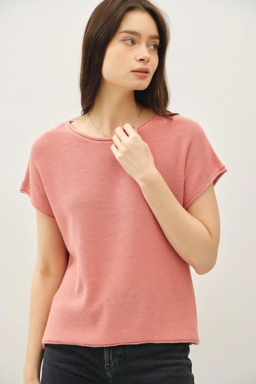 April Basic Knit Sweater Tee Top