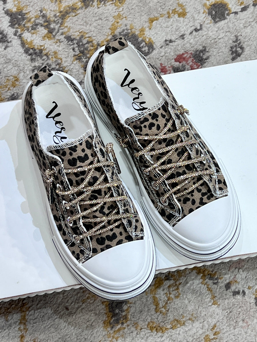 Aman Sparkle Lace Up Print Canvas Sneaker with Crystal Laces