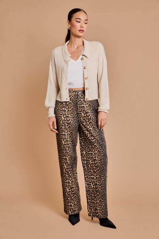 Nala Leopard Print Wide Leg Pants