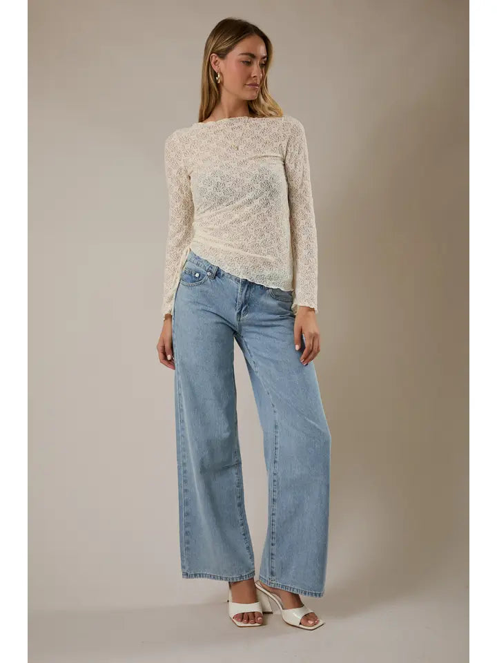 Wendi Lace Mesh Fitted Top