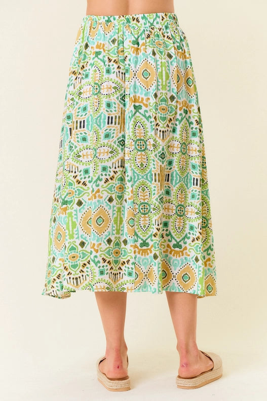 Aine Ikat Printed Midi Skirt