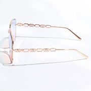 Top Gun II Colorful Lenses Gradient Aviator Sunglasses with Chain Detail