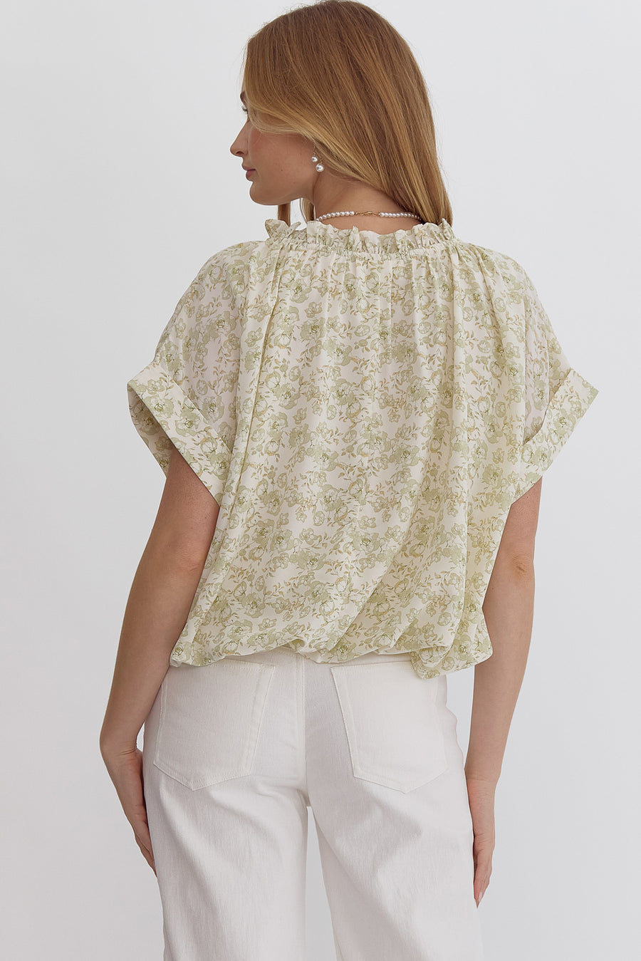 Gardenia Tie-Neckline Bubble Blouse