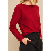 Vanderbilt Boatneck Dolman Long Sleeve Crop Sweater
