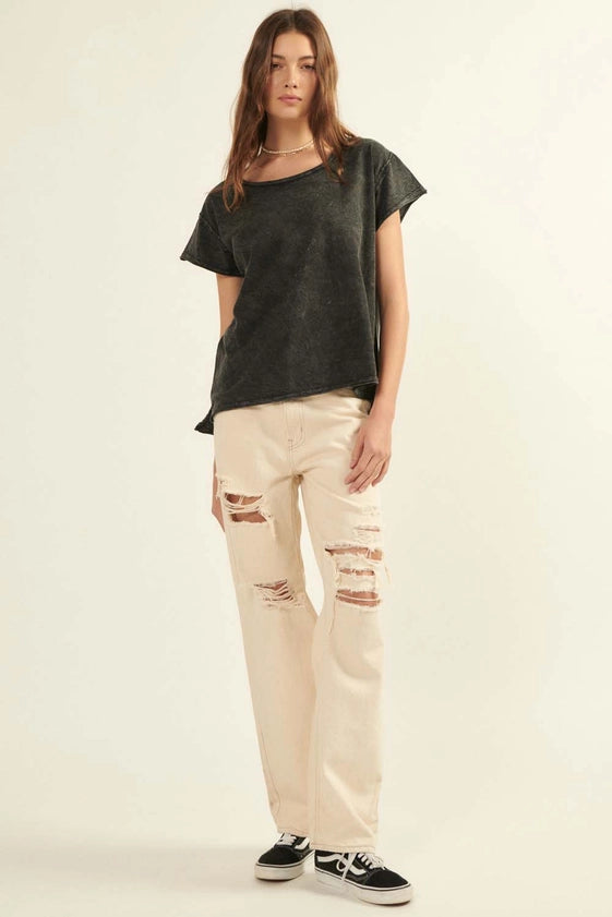 Vintage Basics Solid Color Mineral Washed Tee