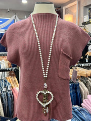 Romancing the Stones Bling Pearl Heart Necklace