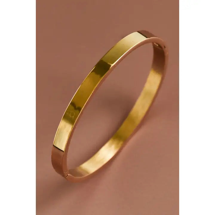 18K Gold Plated Waterproof Stainless Steel Hinged Bangle Bracelet