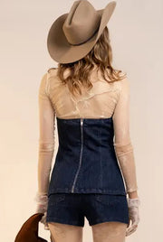 Not My First Rodeo Denim Bustier Top